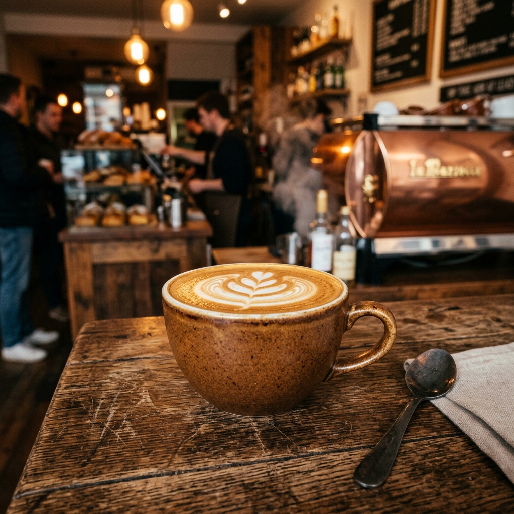 Café latte art con detalles cremosos